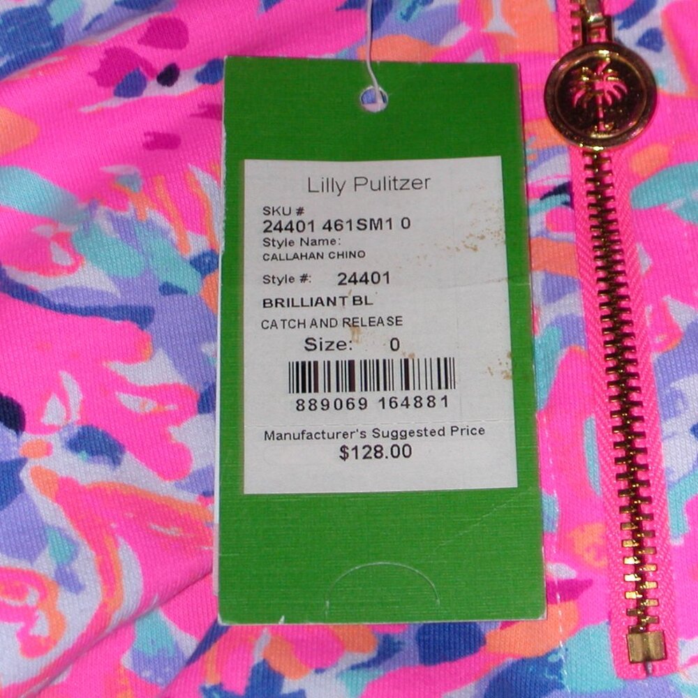 Lilly Pulitzer Callahan Chino Half Zip Popover SZ 0 Catch and Release NWT $128 - Picture 5 of 5
